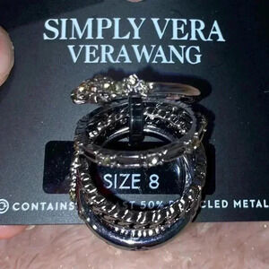 Simply Vera Vera Wang gunmetal size 8 stack rings